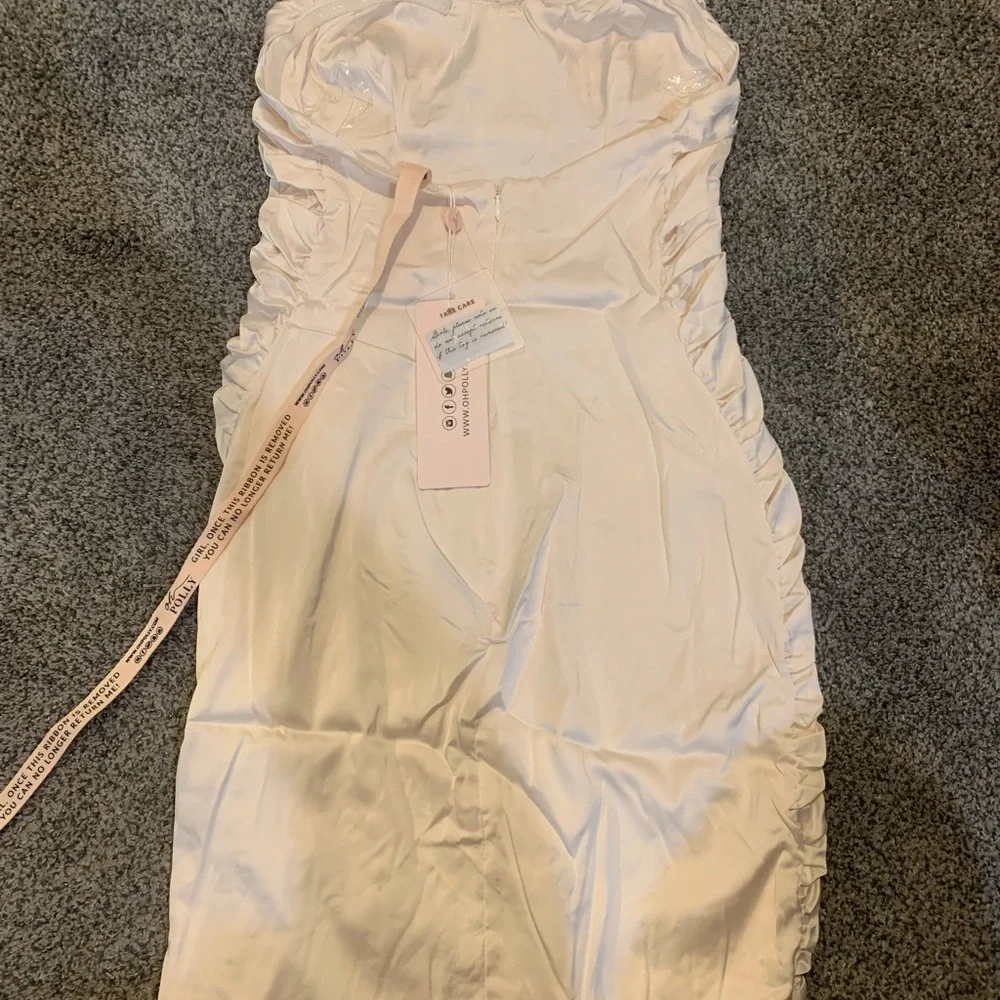 Oh Polly Strapless Satin Dress - Picture 3 of 5